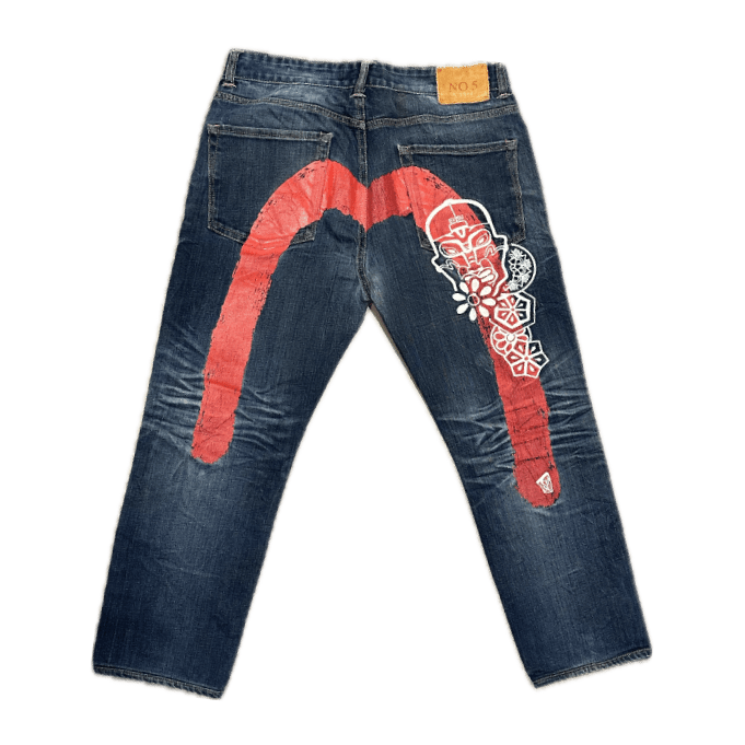 Evisu Red Print Diacock Jeans